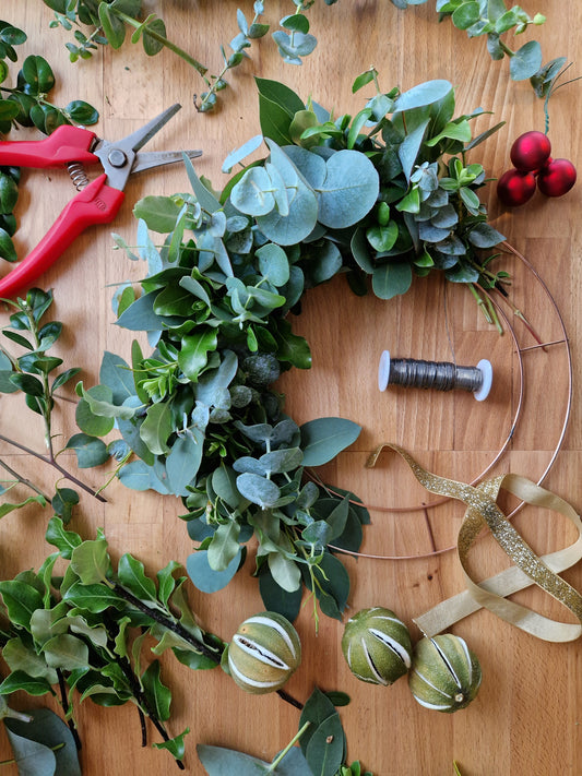 Christmas Wreath Workshop - Sunday, December 14th, 2pm - 4pm, Mad Yolk Farm