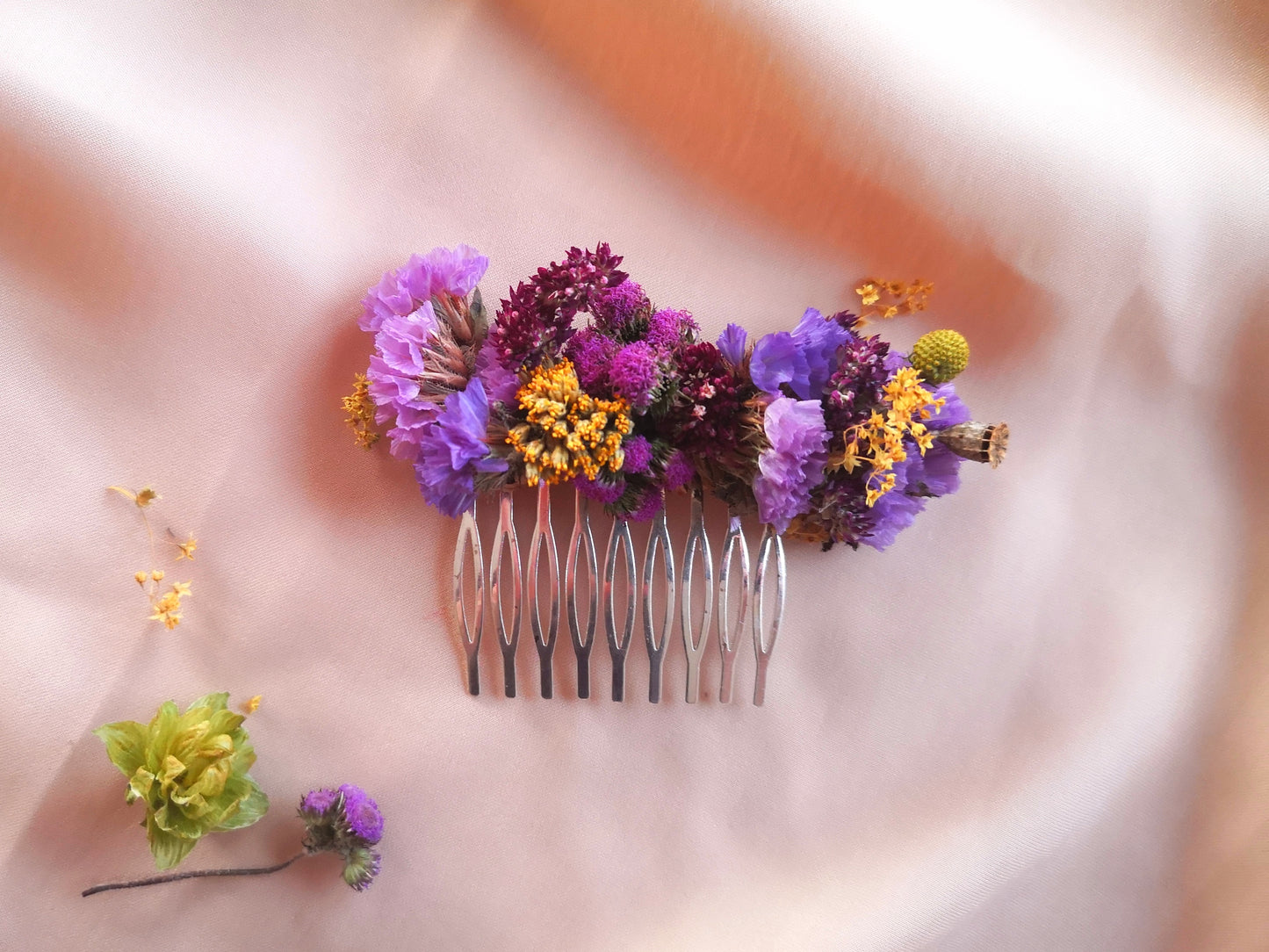 Dried Flower Hair Comb - Summer Plum